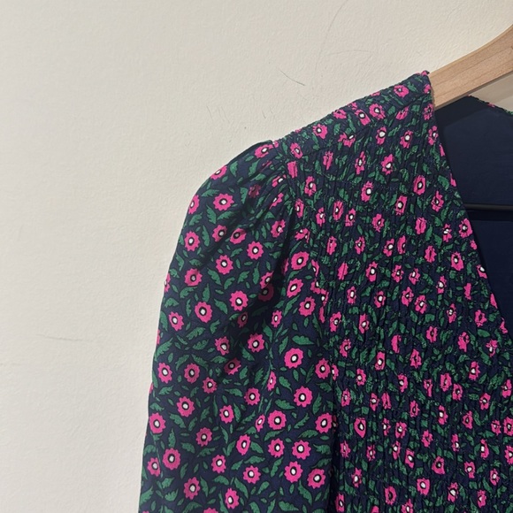 NEW • Boden • Women’s V-Neck Smocked Dress Party Pink, Rambling ditsy 2 - Picture 5 of 6